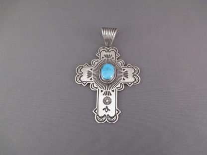 Kingman Turquoise Cross Pendant by Albert Jake