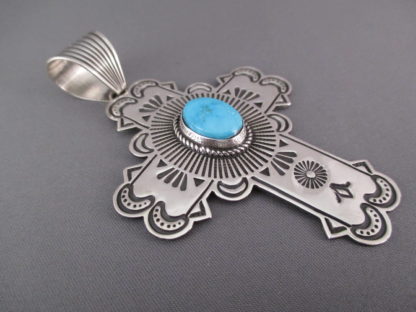 Kingman Turquoise Cross Pendant by Albert Jake