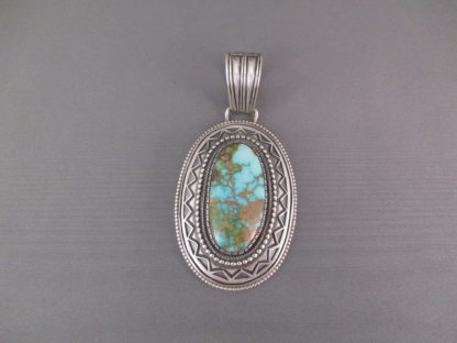 Sterling Silver & Carico Lake Turquoise Pendant by Calvin Martinez