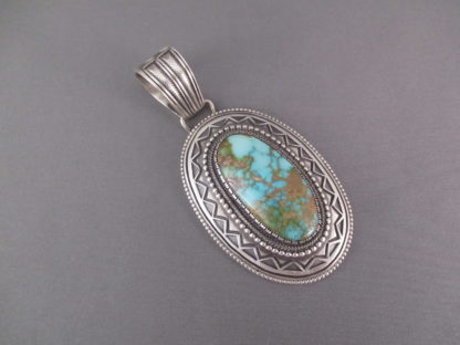 Sterling Silver & Carico Lake Turquoise Pendant by Calvin Martinez