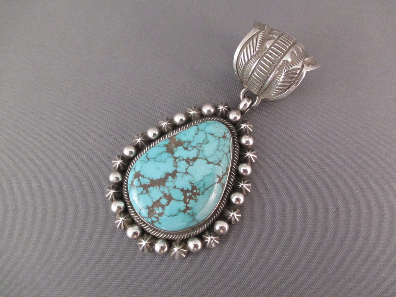 Carico Lake Turquoise Pendant by Native American (Navajo) jewelry artist, Terry Martinez $795-