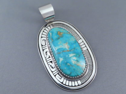 HUGE Turquoise Mountain Turquoise Pendant by Leonard Nez