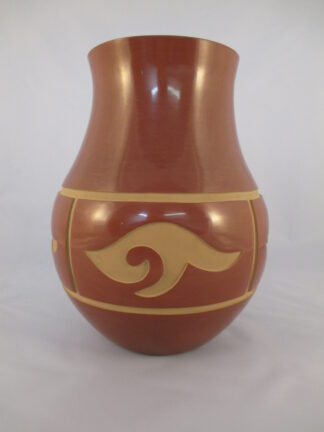 Red Santa Clara Pueblo Pottery with Bears by Native American Pottery Artist, Darryl Whitegeese $4,750-