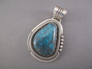 Bisbee Turquoise Pendant by Native American (Navajo) jewelry artist, Will Vandever FOR SALE $995-