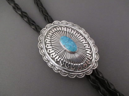 Sterling Silver Bolo Tie with Kingman Turquoise by Orville White