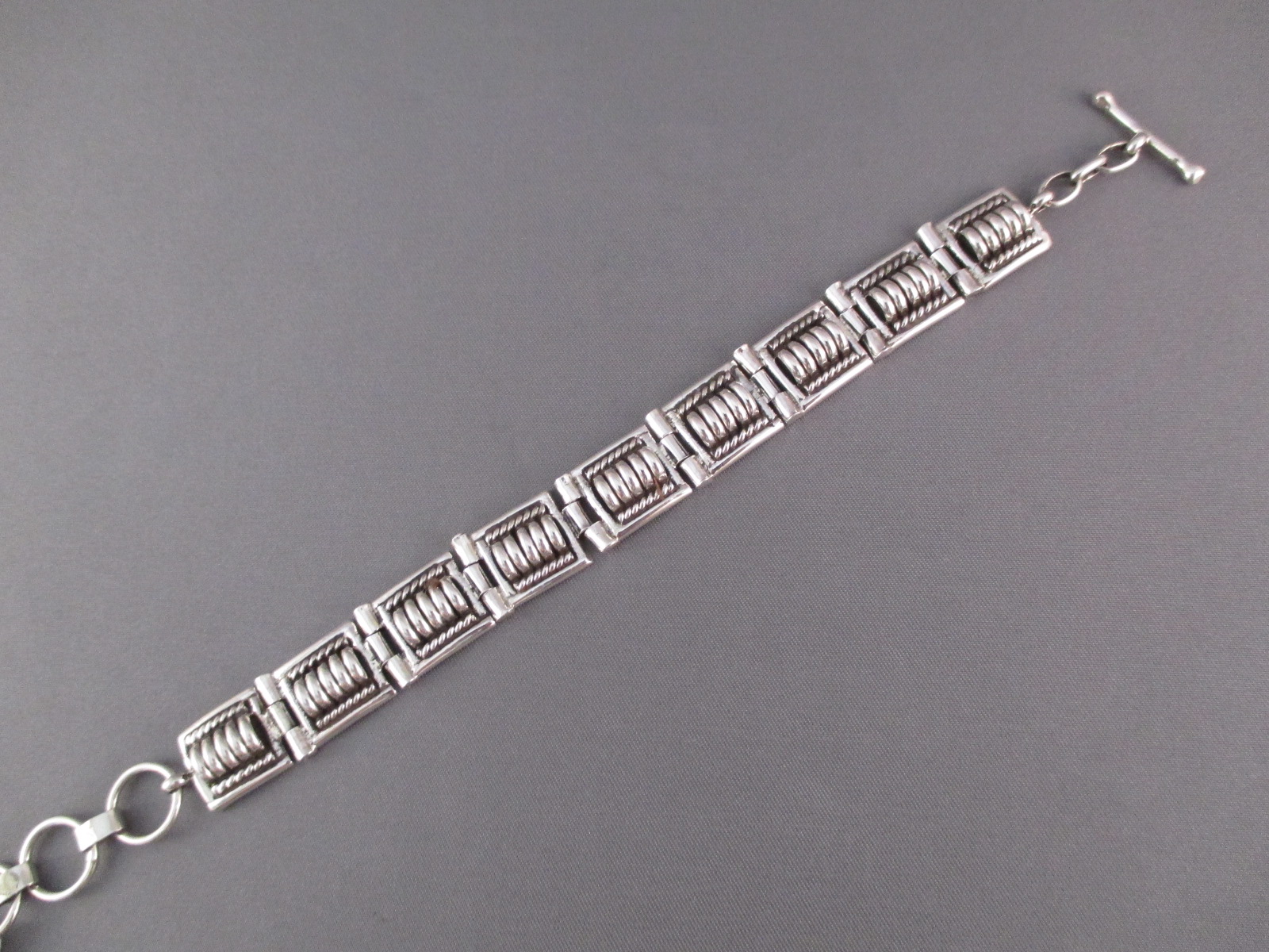 Sterling Silver Link Bracelet by Native American Jewelry Artist, Tom Charlie $210-