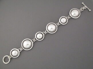 Multi-Shaped Sterling Silver Link Bracelet by Navajo jewelry artist, Artie Yellowhorse $345-