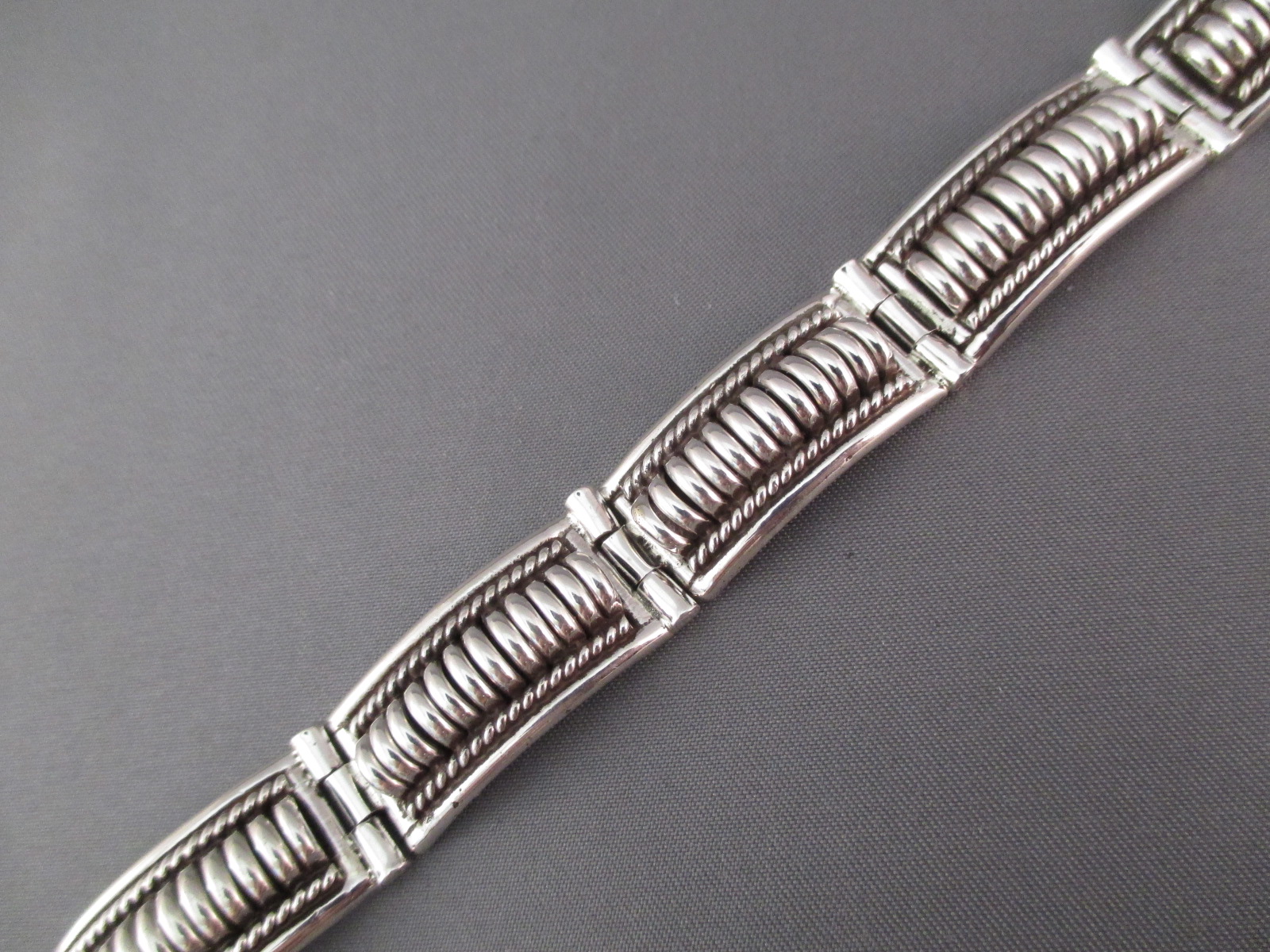 Sterling Silver Link Bracelet by Native American (Navajo) jewelry artist, Tom Charlie $210-
