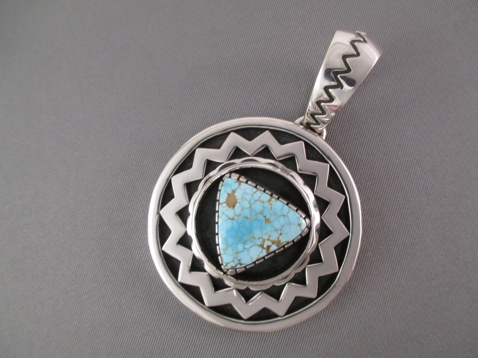 Turquoise Jewelry - Number 8 Turquoise Pendant by Navajo jewelry artist, Kyle Lee $695-