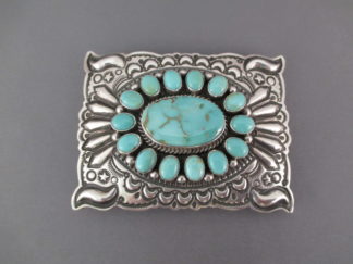 Pilot Mountain Turquoise Belt Buckle by Darryl Becenti