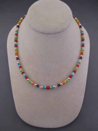 Multi-Stone & 14kt Gold Necklace by Navajo jewelry artists, Albert Jake & Marilyn Platero $2,650-