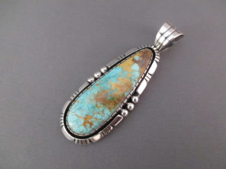 Royston Turquoise Pendant in Sterling Silver by Native American (Navajo) jewelry artist, Delbert Vandever $420-