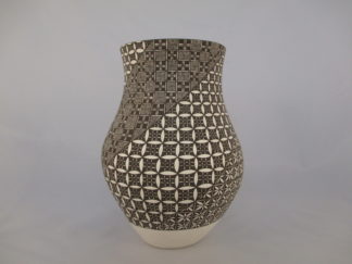Black on White Painted '4-Design Swirl' Pottery Vase by Acoma Pueblo Pottery Artist, Daniel Lucario $1,550-