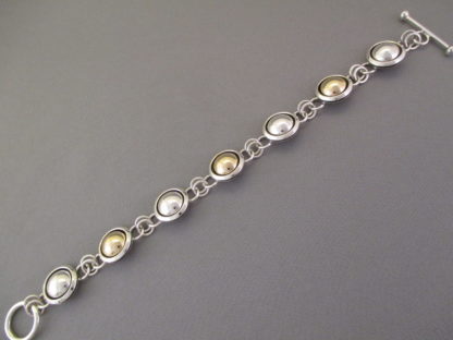 Sterling Silver & 14kt Gold Link Bracelet by Artie Yellowhorse