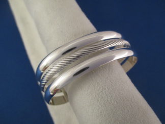 '3-Rail' Sterling Silver Cuff Bracelet by American Indian jewelry artist, Artie Yellowhorse (Navajo) $245-
