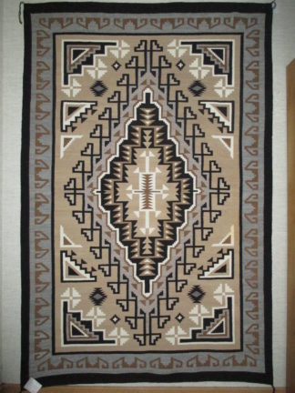 Larger Two Grey Hills Navajo Rug by Ramona Curley - Two Grey Hills Weaving (ca. 1965) by Master Weaver, Ramona Curley photo 1