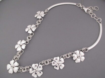 Artie Yellowhorse Sterling Silver Necklace with Flowers