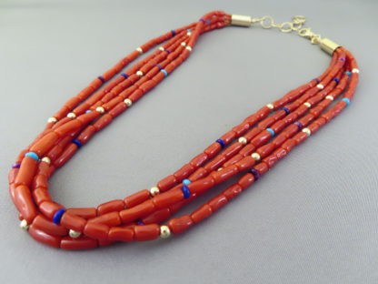 Coral & 14kt Gold Necklace by Desiree Yellowhorse