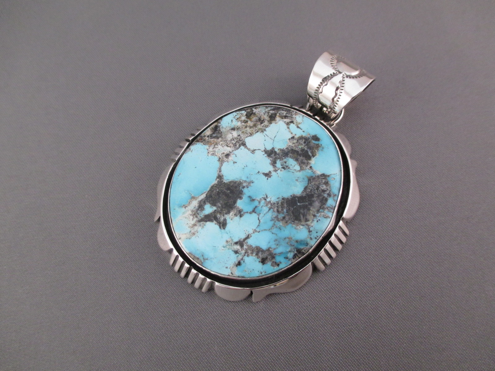 Sterling Silver & Valley Blue Turquoise Pendant by Native American (Navajo) Jewelry Artist, Will Denetdale $320-