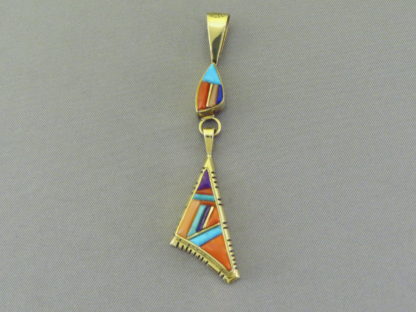 18kt Gold Multi-Color Inlay Double Pendant