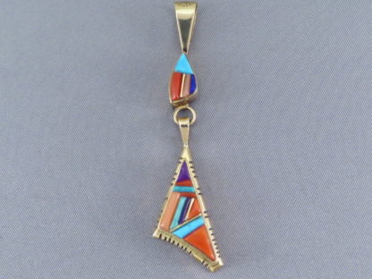 18kt Gold Multi-Color Inlay Double Pendant