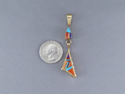 18kt Gold Multi-Color Inlay Double Pendant