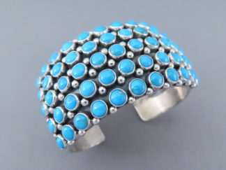 Sleeping Beauty Turquoise Cuff Bracelet by Native American (Navajo) jewelry artist, Aaron Toadlena FOR SALE $1,650-