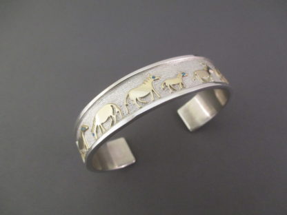 Sean Taylor Silver & Gold ‘Horse’ Bracelet with Turquoise Inlay