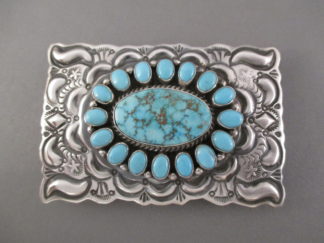 Kingman Turquoise Belt Buckle by Darryl Becenti (Navajo)