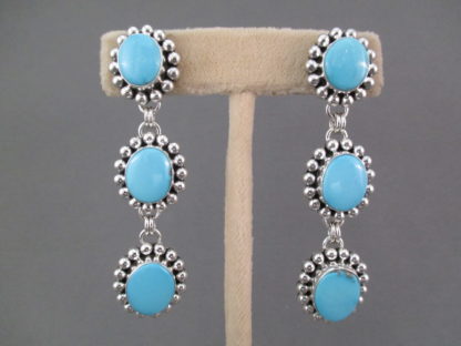 ‘Three-Tier’ Sleeping Beauty Turquoise Earrings by Artie Yellowhorse