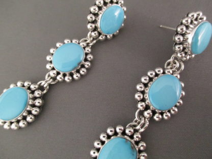 ‘Three-Tier’ Sleeping Beauty Turquoise Earrings by Artie Yellowhorse