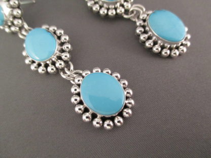 ‘Three-Tier’ Sleeping Beauty Turquoise Earrings by Artie Yellowhorse