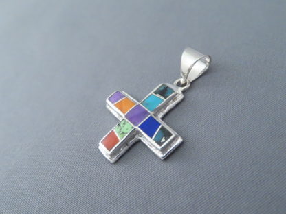 Multi-Color Inlaid Cross Pendant (Reversible)