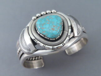 Shop Turquoise Jewelry - Carico Lake Turquoise Cuff Bracelet by Navajo Indian jeweler, Will Vandever $740- FOR SALE