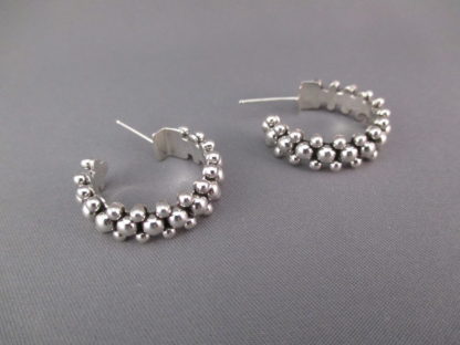 Sterling Silver Hoop Earrings with ‘Dots’ by Artie Yellowhorse