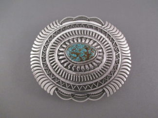 Turquoise Buckle - Sterling Silver & Kingman Turquoise Belt Buckle