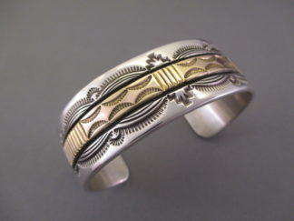 Larger Silver & Gold Bruce Morgan Navajo Cuff Bracelet