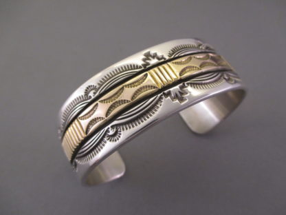 Bruce Morgan Sterling Silver & 14kt Gold Cuff Bracelet