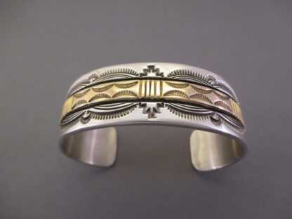 Bruce Morgan Sterling Silver & 14kt Gold Cuff Bracelet