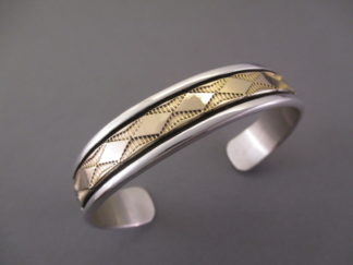 Larger Silver & Gold Cuff Bracelet by Native American jewelry artist, Bruce Morgan (Navajo) $575-
