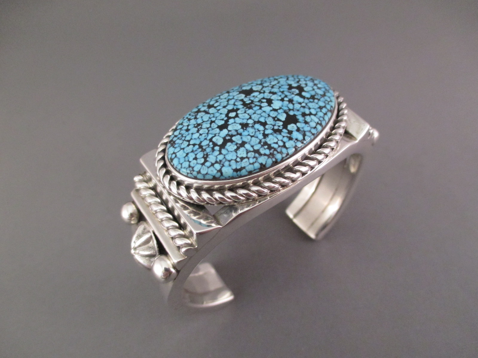 Kingman Turquoise Cuff Bracelet by Native American (Navajo) jewelry artist, Albert Lee $995-