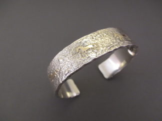 Sterling Silver & 14kt Gold 'Storyteller' Cuff Bracelet with Horses by Navajo jewelry artist, Cody Hunter $650-