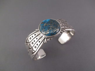 Morenci Turquoise Cuff Bracelet by Native American (Navajo & Zuni) jewelry artist, Jay Livingston $550-