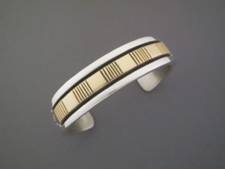 Large Silver & Gold Cuff Bracelet by Bruce Morgan (Men’s Bracelet)