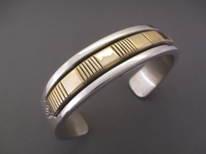 Large Silver & Gold Cuff Bracelet by Bruce Morgan (Men’s Bracelet)