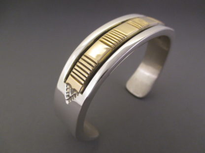 Large Silver & Gold Cuff Bracelet by Bruce Morgan (Men’s Bracelet)