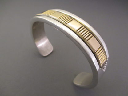 Large Silver & Gold Cuff Bracelet by Bruce Morgan (Men’s Bracelet)