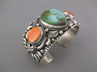 Native American Jewelry - Royston Turquoise & Spiny Oyster Shell Cuff Bracelet by Daryl Becenti (Navajo) $865-