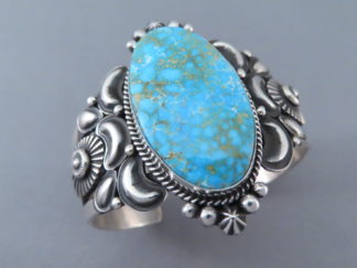 Turquoise Jewelry - Kingman Turquoise Cuff Bracelet by Navajo jewelry artist, Derrick Gordon FOR SALE $1,080-
