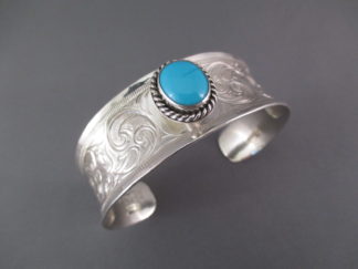Sleeping Beauty Turquoise Cuff Bracelet by Native American (Navajo) jewelry artist, Shane Hendren $550-